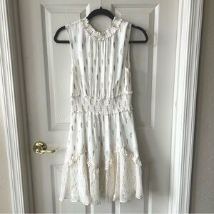A Loves A White Metallic Silk Party Dress, NWT Small